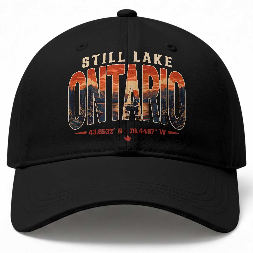 Still Lake Ontario Forever Baseball Cap Vintage Sunset Retro Outdoors Gift
