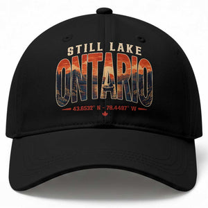 Still Lake Ontario Forever Baseball Cap Vintage Sunset Retro Outdoors Gift