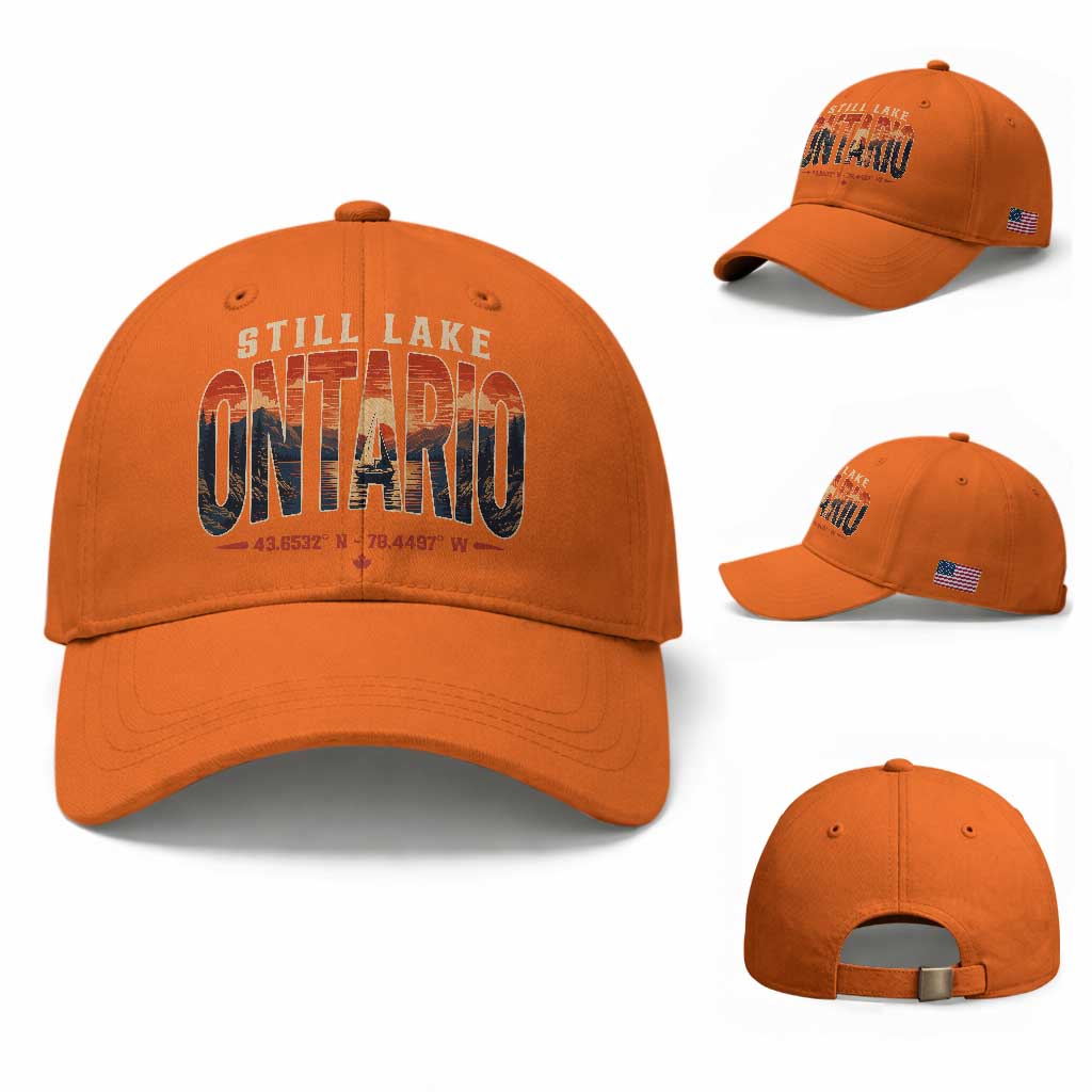 Still Lake Ontario Forever Baseball Cap Vintage Sunset Retro Outdoors Gift