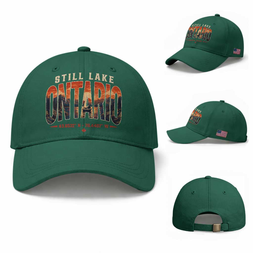 Still Lake Ontario Forever Baseball Cap Vintage Sunset Retro Outdoors Gift