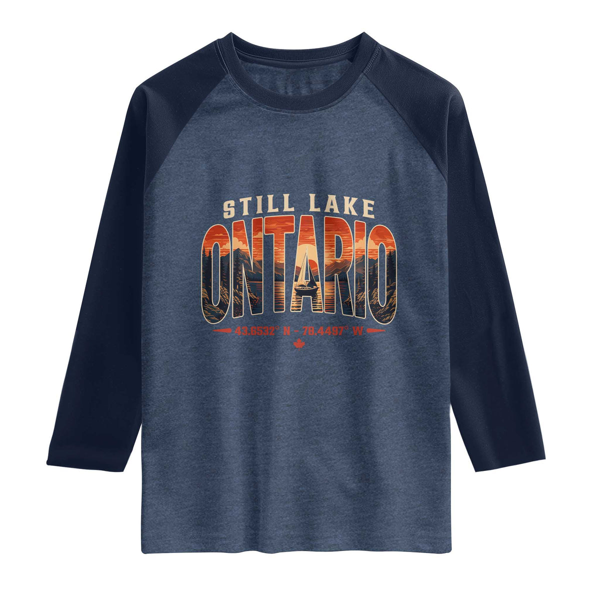 Still Lake Ontario Forever Raglan Shirt Vintage Sunset Retro Outdoors Gift