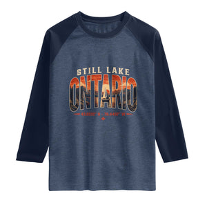 Still Lake Ontario Forever Raglan Shirt Vintage Sunset Retro Outdoors Gift
