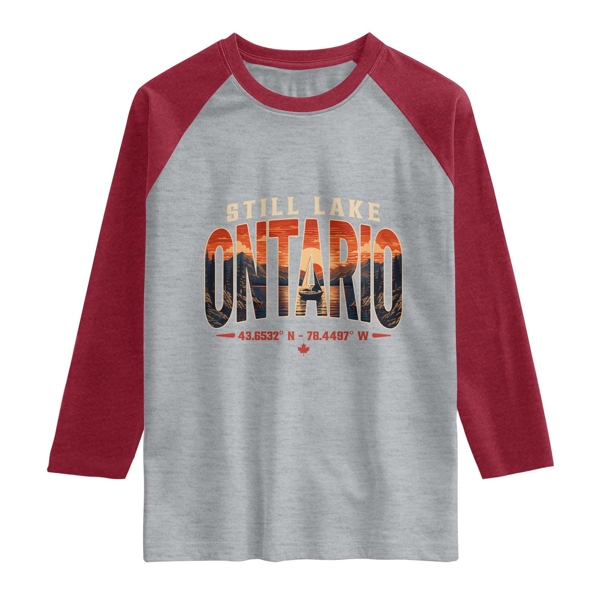 Still Lake Ontario Forever Raglan Shirt Vintage Sunset Retro Outdoors Gift