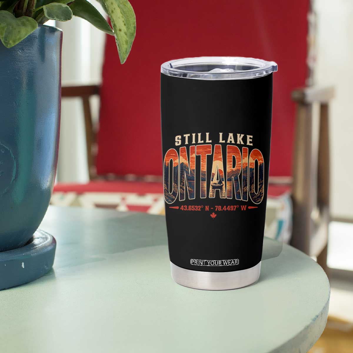 Still Lake Ontario Forever Tumbler Cup Vintage Sunset Retro Outdoors Gift