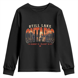 Still Lake Ontario Forever Youth Sweatshirt Vintage Sunset Retro Outdoors Gift