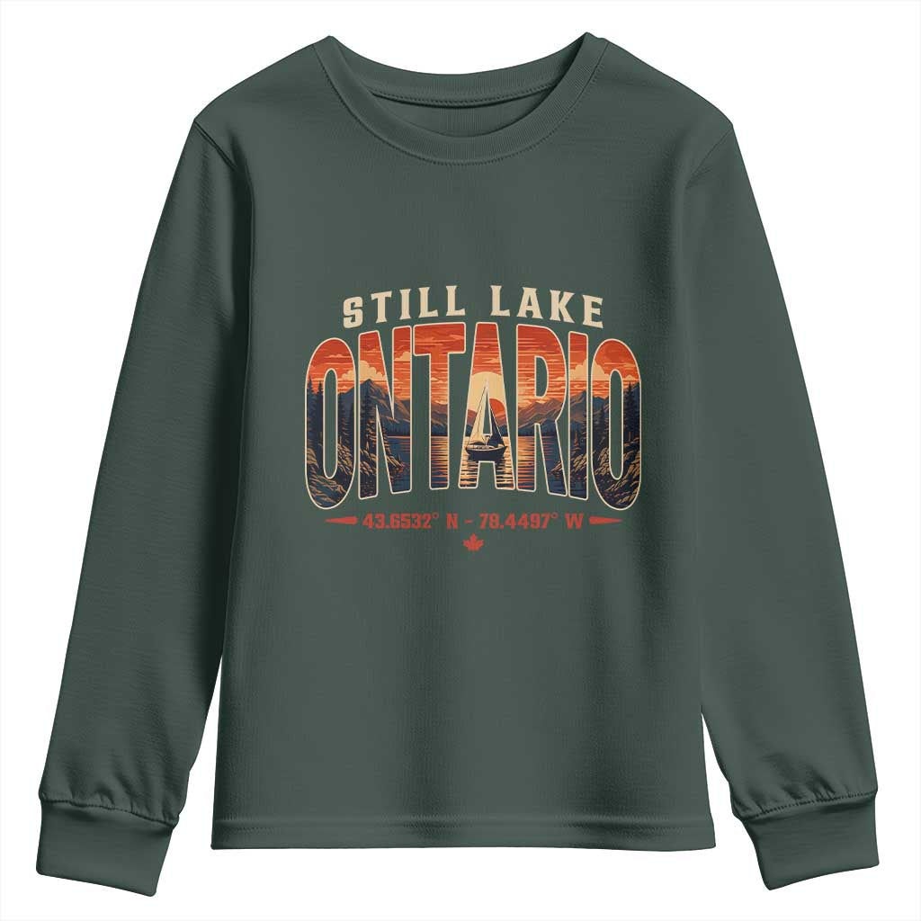 Still Lake Ontario Forever Youth Sweatshirt Vintage Sunset Retro Outdoors Gift