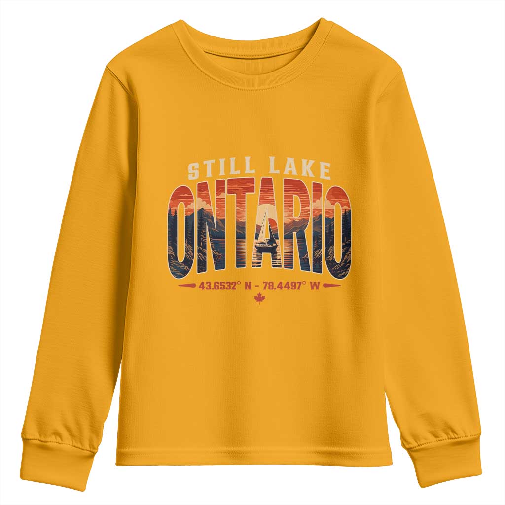 Still Lake Ontario Forever Youth Sweatshirt Vintage Sunset Retro Outdoors Gift