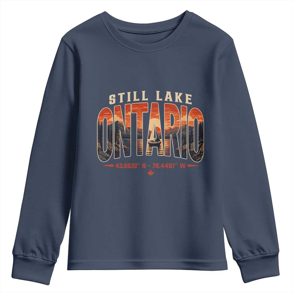 Still Lake Ontario Forever Youth Sweatshirt Vintage Sunset Retro Outdoors Gift