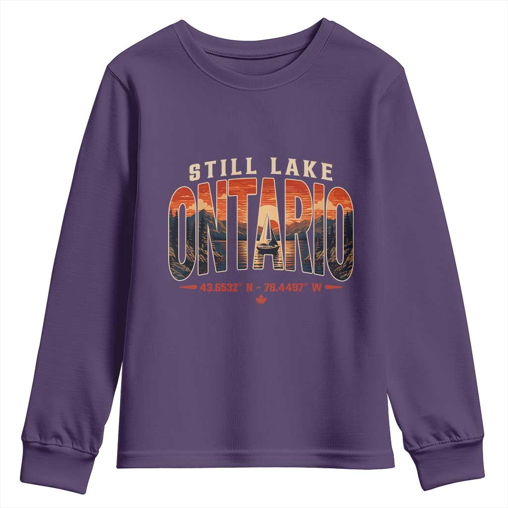 Still Lake Ontario Forever Youth Sweatshirt Vintage Sunset Retro Outdoors Gift