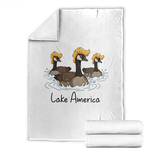 Funny Lake America Geese Parody Throw Blanket Great Lakes Life Gift