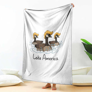Funny Lake America Geese Parody Throw Blanket Great Lakes Life Gift