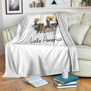 Funny Lake America Geese Parody Throw Blanket Great Lakes Life Gift