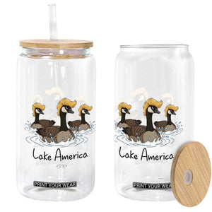 Funny Lake America Geese Parody Glass Can Great Lakes Life Gift