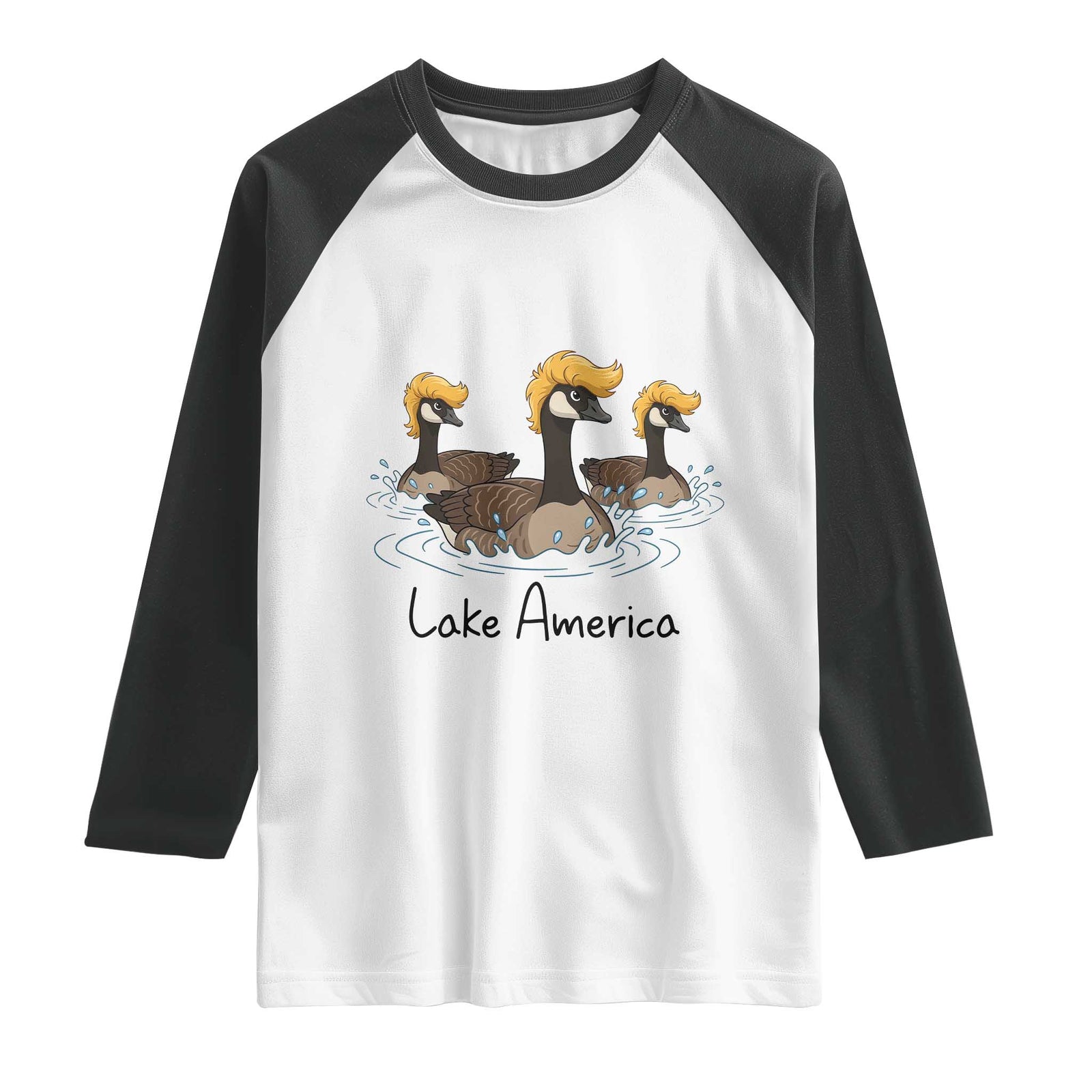 Funny Lake America Geese Parody Raglan Shirt Great Lakes Life Gift