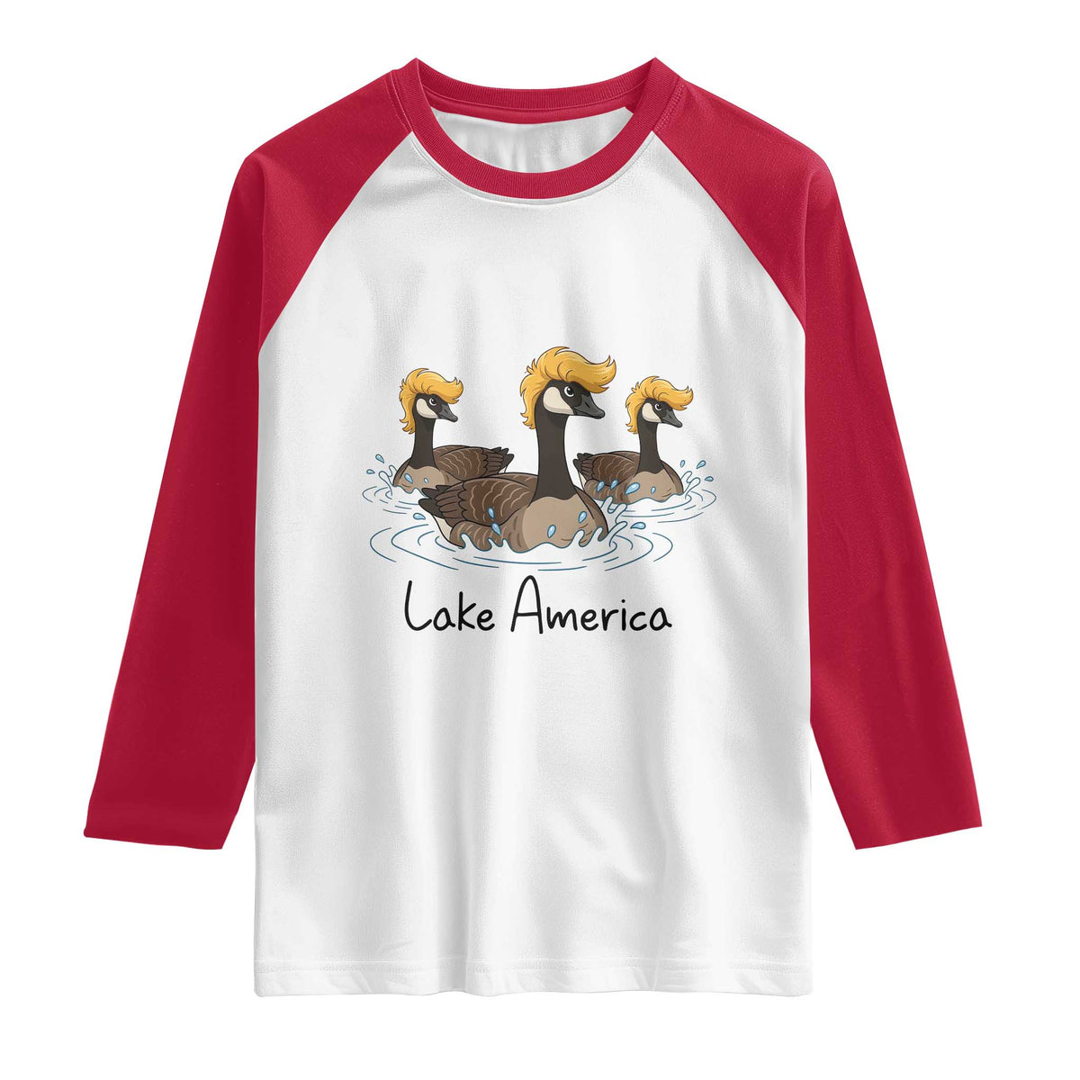 Funny Lake America Geese Parody Raglan Shirt Great Lakes Life Gift