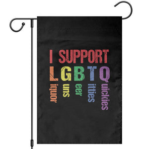 Retro I Support LGBTQ Garden Flag Funny Liquor Guns Bacon Titties
