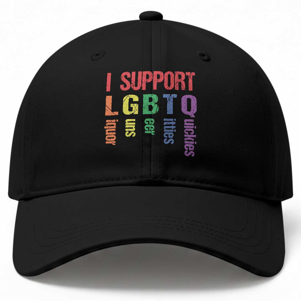Retro I Support LGBTQ Baseball Cap Funny Liquor Guns Bacon Titties
