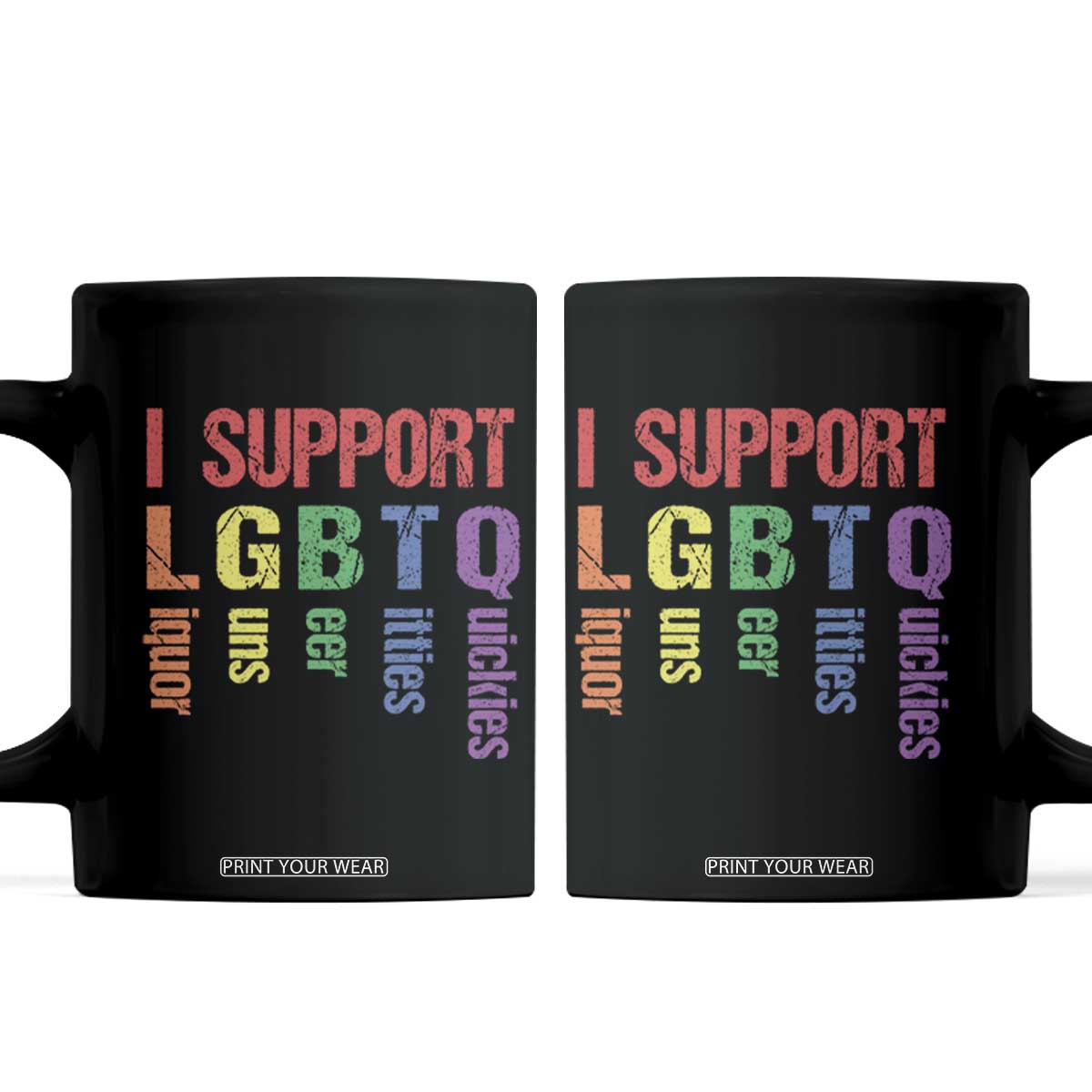 Retro I Support LGBTQ Coffee Mug Funny Liquor Guns Bacon Titties