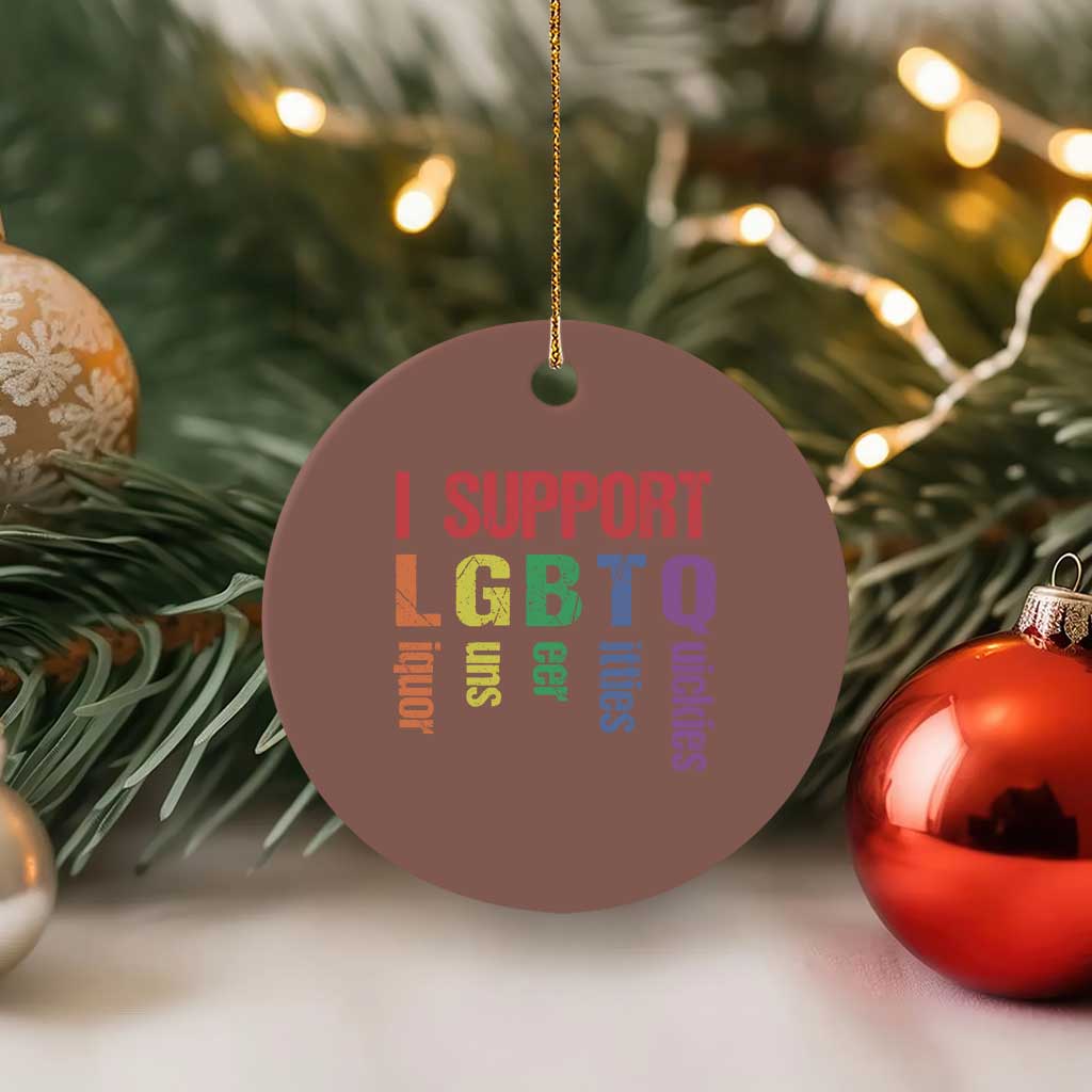 Retro I Support LGBTQ Ceramic Ornament Funny Liquor Guns Bacon Titties