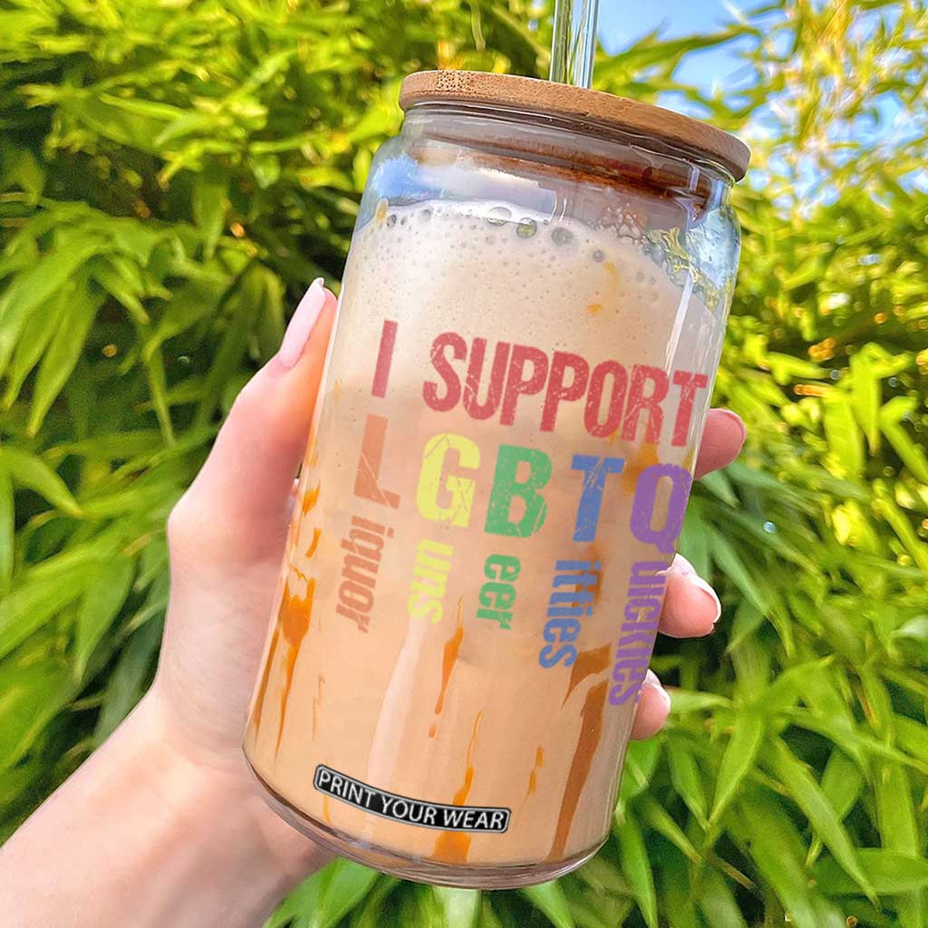 Retro I Support LGBTQ Glass Can Funny Liquor Guns Bacon Titties