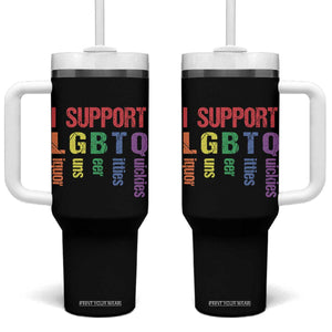 Retro I Support LGBTQ Tumbler With Handle Funny Liquor Guns Bacon Titties
