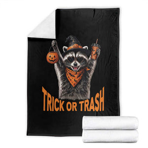 Funny Halloween Witch Raccoon Throw Blanket Trick Or Trash