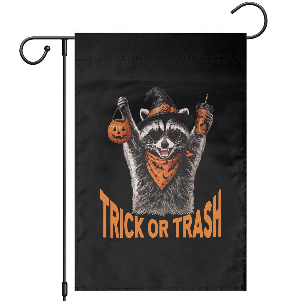 Funny Halloween Witch Raccoon Garden Flag Trick Or Trash