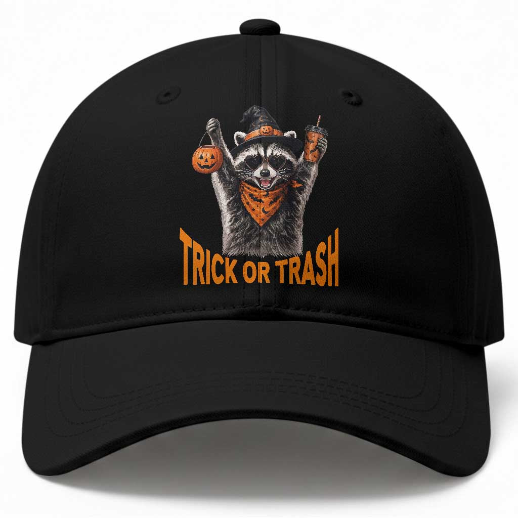Funny Halloween Witch Raccoon Baseball Cap Trick Or Trash