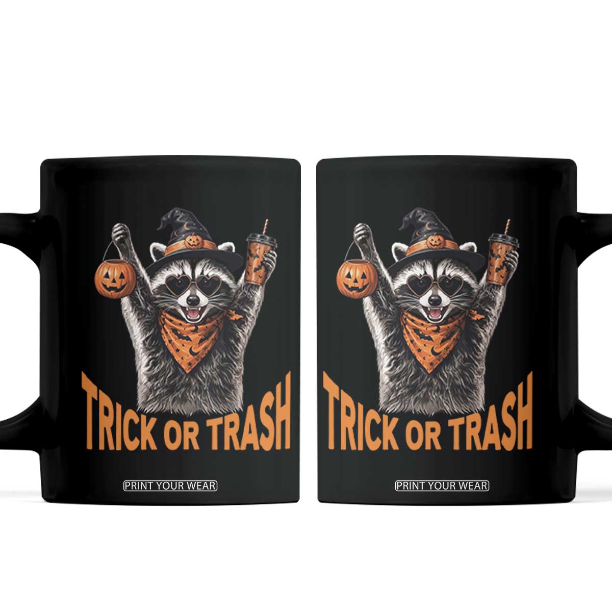 Funny Halloween Witch Raccoon Coffee Mug Trick Or Trash