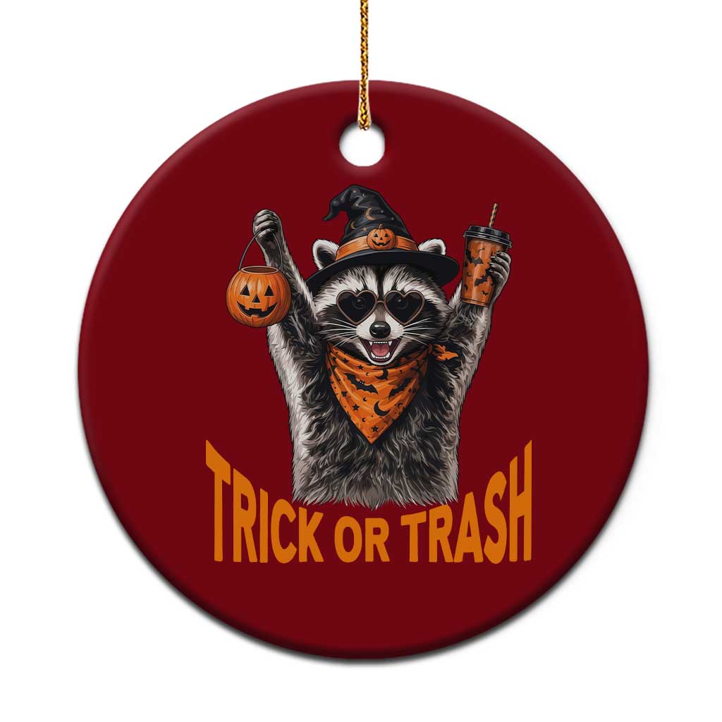 Funny Halloween Witch Raccoon Ceramic Ornament Trick Or Trash
