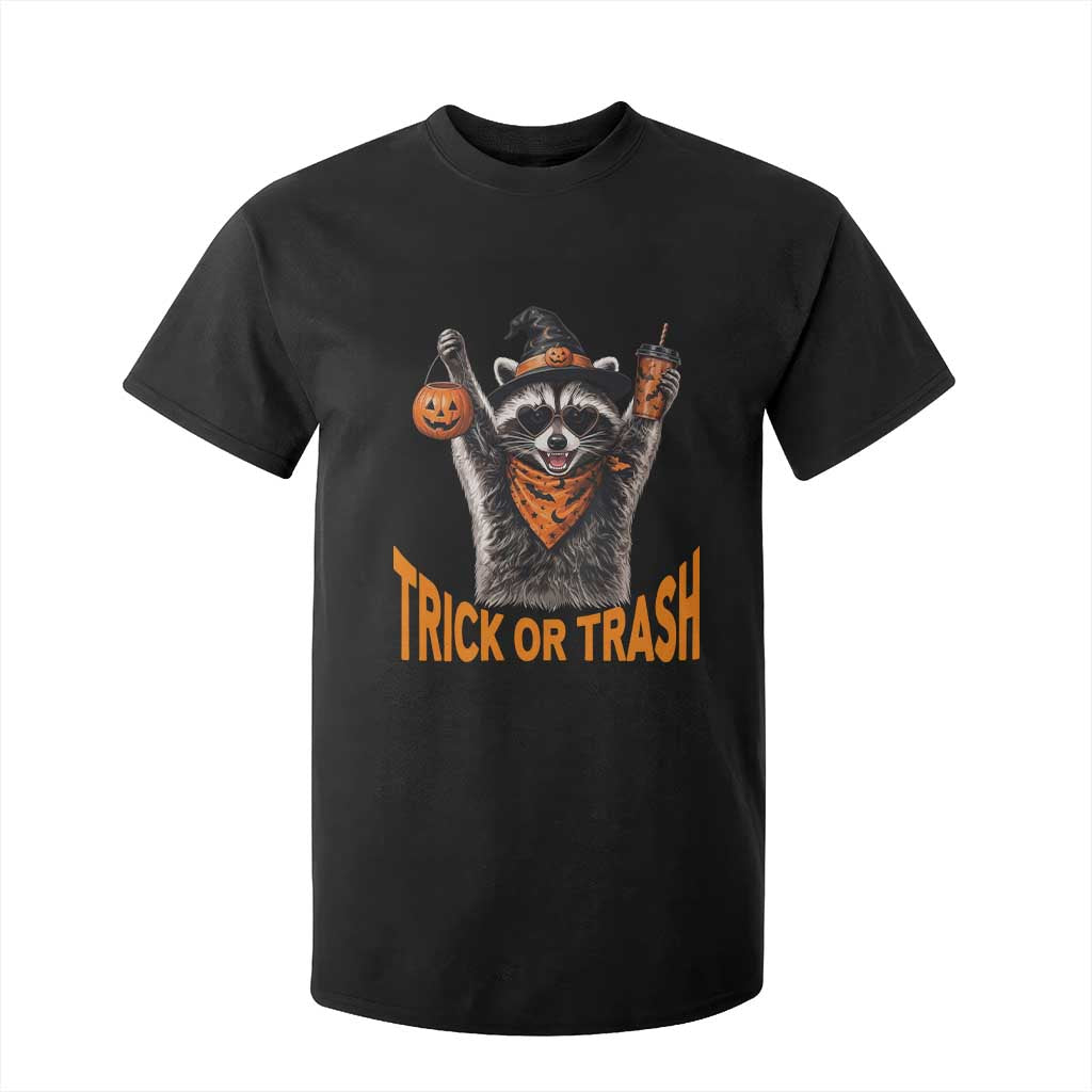 Funny Halloween Witch Raccoon T Shirt For Kid Trick Or Trash