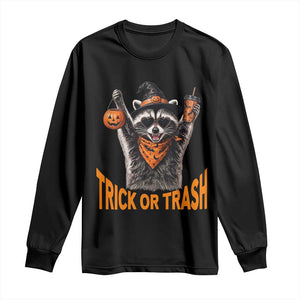 Funny Halloween Witch Raccoon Long Sleeve Shirt Trick Or Trash