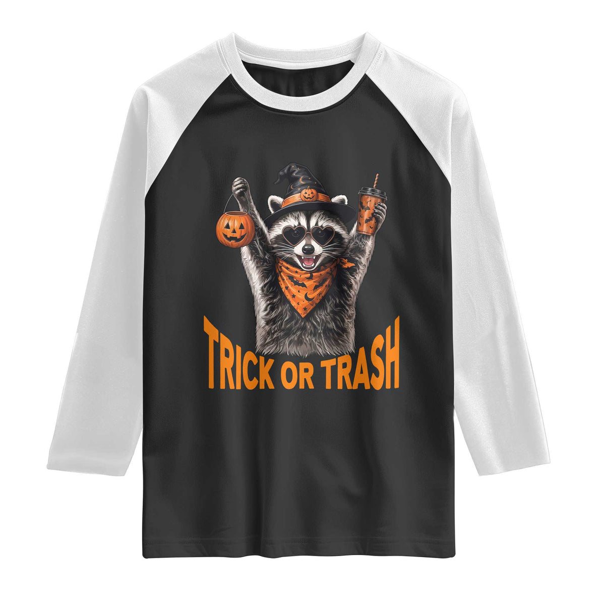 Funny Halloween Witch Raccoon Raglan Shirt Trick Or Trash