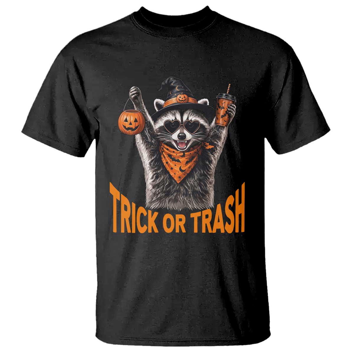 Funny Halloween Witch Raccoon T Shirt Trick Or Trash