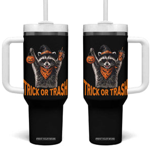 Funny Halloween Witch Raccoon Tumbler With Handle Trick Or Trash