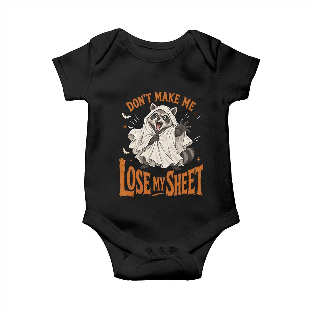 Funny Halloween Ghost Raccoon Baby Onesie Do Not Make Me Lose My Sheet