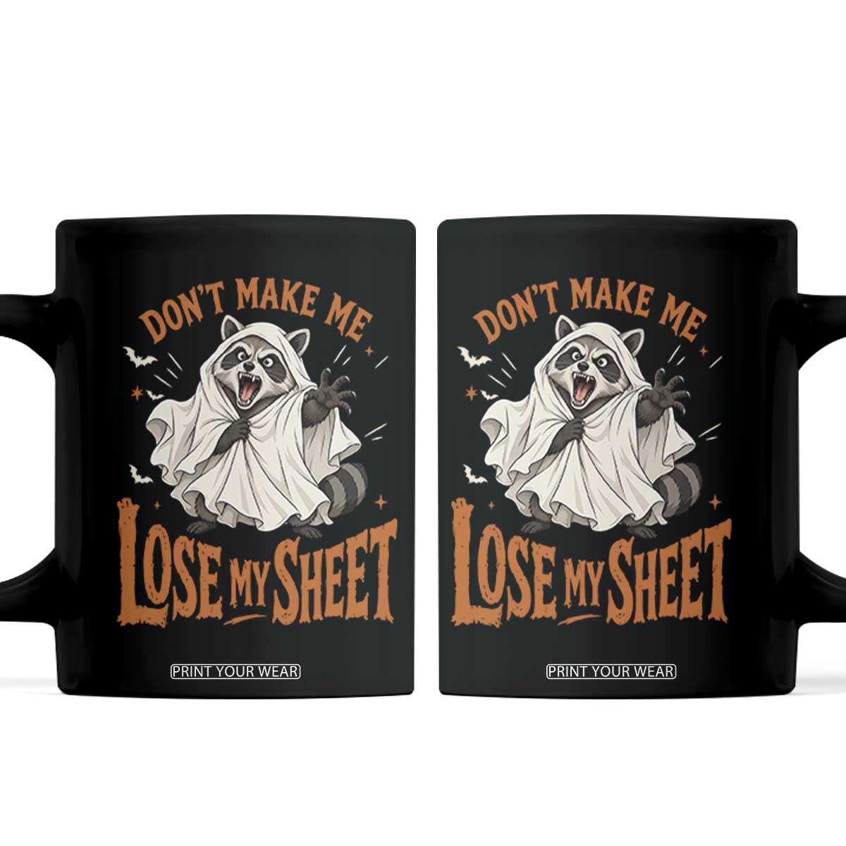 Funny Halloween Ghost Raccoon Coffee Mug Do Not Make Me Lose My Sheet