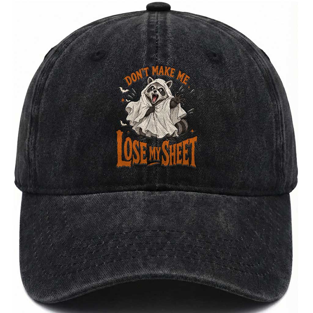 Funny Halloween Ghost Raccoon Washed Cotton Baseball Cap Do Not Make Me Lose My Sheet