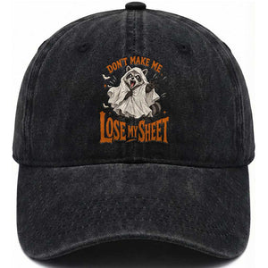 Funny Halloween Ghost Raccoon Washed Cotton Baseball Cap Do Not Make Me Lose My Sheet