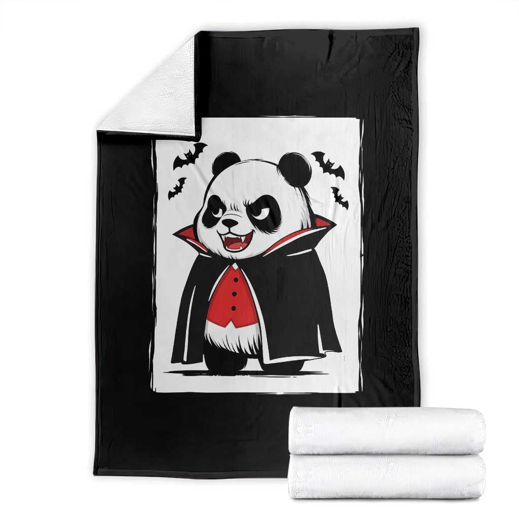 Funny Vampire Panda Count Dracula Halloween Throw Blanket Grumpy Bear Japanese Ink Painting