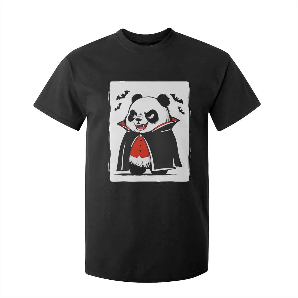 Funny Vampire Panda Count Dracula Halloween T Shirt For Kid Grumpy Bear Japanese Ink Painting