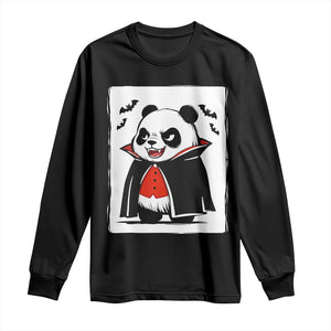 Funny Vampire Panda Count Dracula Halloween Long Sleeve Shirt Grumpy Bear Japanese Ink Painting