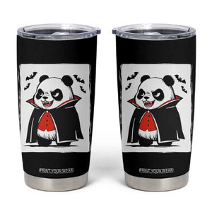 Funny Vampire Panda Count Dracula Halloween Tumbler Cup Grumpy Bear Japanese Ink Painting