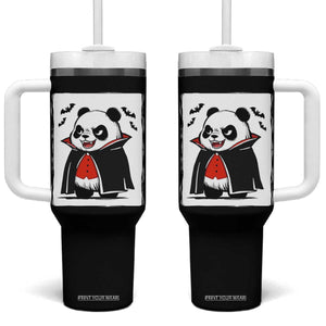 Funny Vampire Panda Count Dracula Halloween Tumbler With Handle Grumpy Bear Japanese Ink Painting
