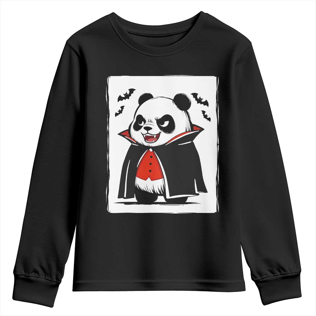 Funny Vampire Panda Count Dracula Halloween Youth Sweatshirt Grumpy Bear Japanese Ink Painting