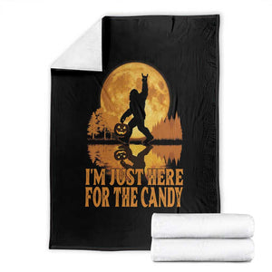 Spooky Bigfoot Halloween Throw Blanket Im Just Here For The Candy Funny Cryptid Gift