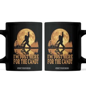 Spooky Bigfoot Halloween Coffee Mug Im Just Here For The Candy Funny Cryptid Gift