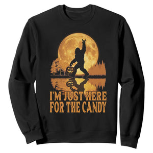 Spooky Bigfoot Halloween Sweatshirt Im Just Here For The Candy Funny Cryptid Gift