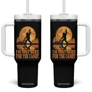 Spooky Bigfoot Halloween Tumbler With Handle Im Just Here For The Candy Funny Cryptid Gift