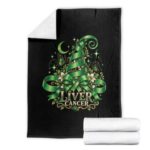 Liver Cancer Green Ribbon Halloween Witch Hat Throw Blanket Coquette Bow Spooky Support